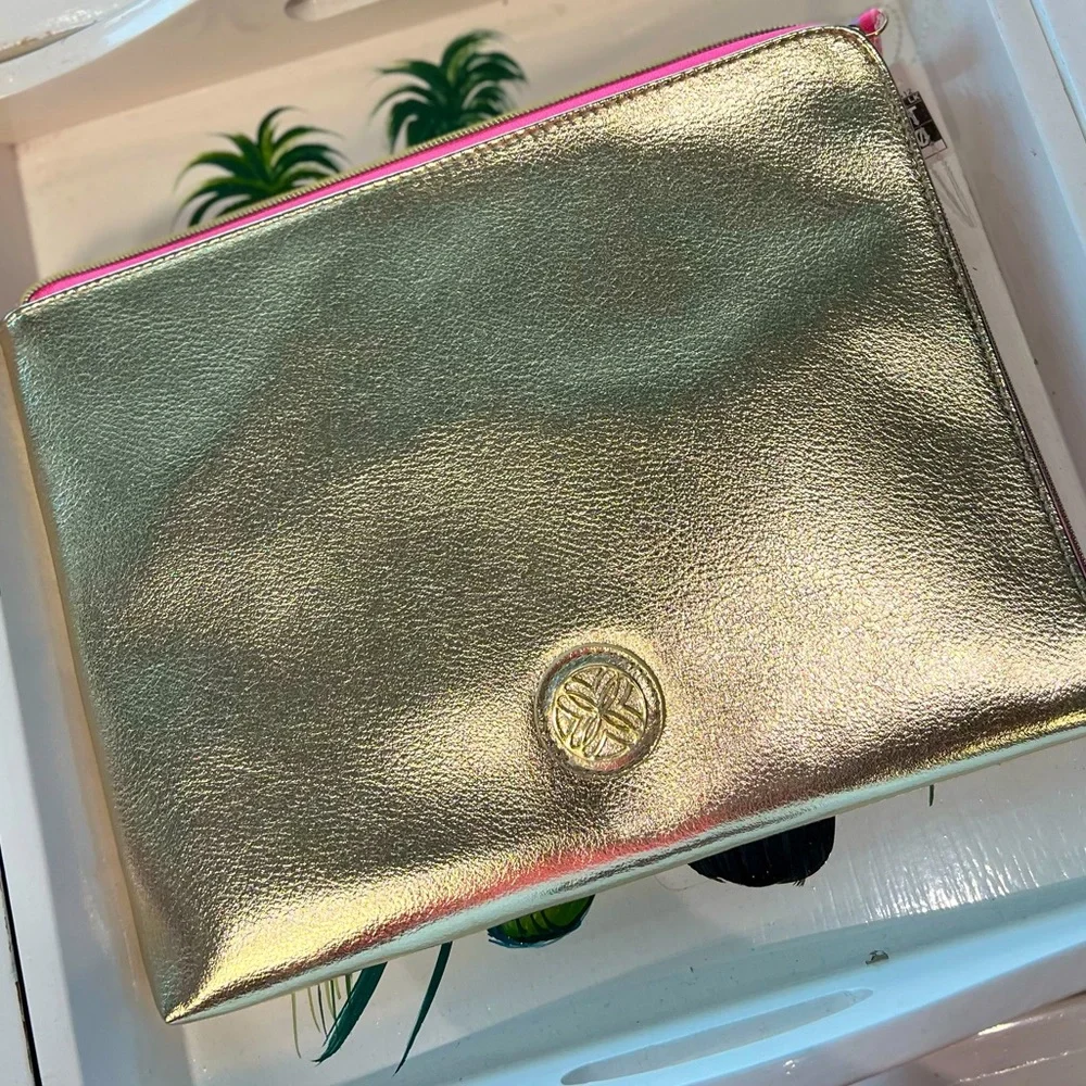Lilly Pulitzer luxury gold travel/tablet/storage Zip Pouch ⭐️Accessory bag⭐️